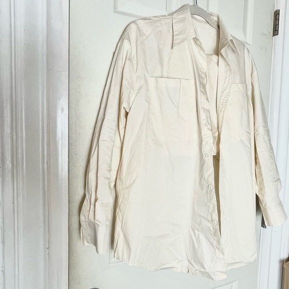 NEW 3pcs set beige womens shirt top shorts button down M;L casual - Picture 5 of 16